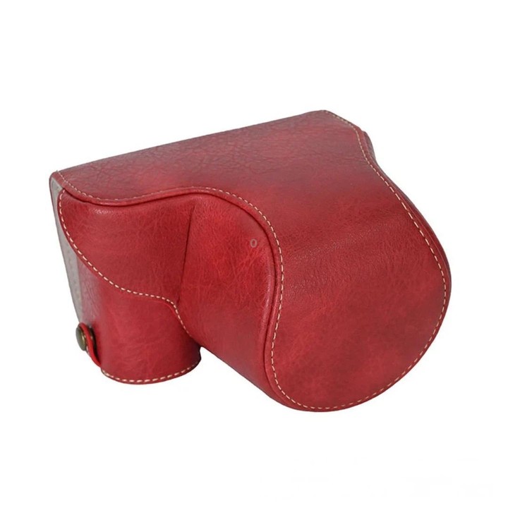 For Sony ZV-E10 Vintage PU Leather Camera Case Bag Retro Lychee Pattern Protective Cover with Shoulder Strap(Wine Red)