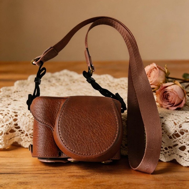 For Sony ZV-E10 Vintage PU Leather Camera Case Bag Retro Lychee Pattern Protective Cover with Shoulder Strap(Coffee)