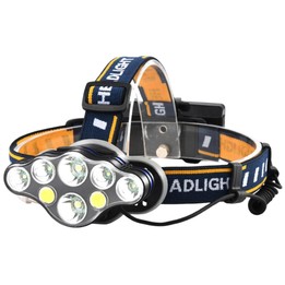 KC08 8LED Outdoor T6 High-Power Head-Mounted Flashlight, Waterproof COB Floodlight Headlamp For Camping & Night Fishing No Batte