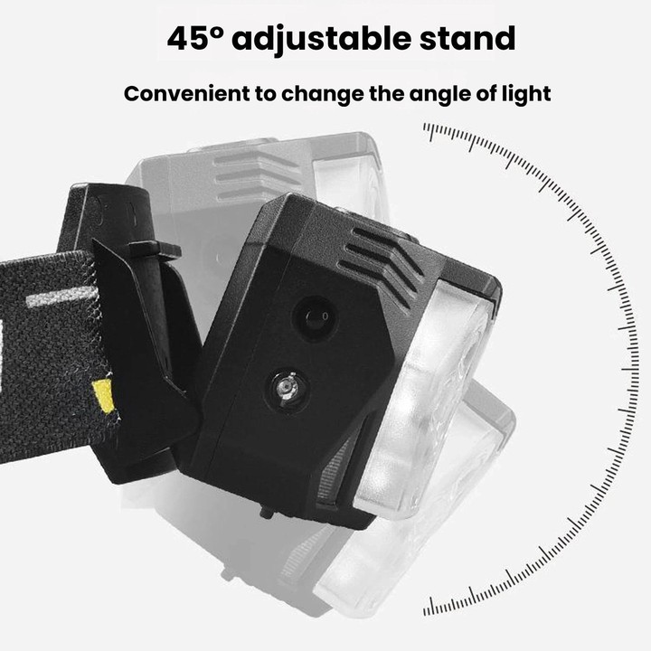 GY26 9LED Smart Motion-Sensor Headlamp, Outdoor COB Red Warning Waterproof Night Fishing Light, Style: Rechargeable
