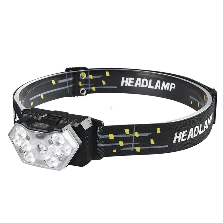 GY26 9LED Smart Motion-Sensor Headlamp, Outdoor COB Red Warning Waterproof Night Fishing Light, Style: Battery