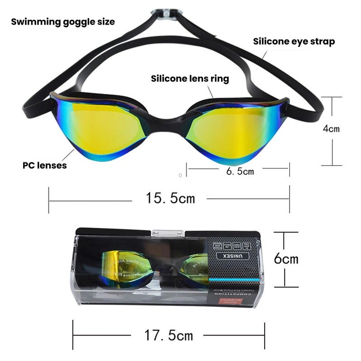JAZERO Adult Racing Anti-Fog HD Swimming Goggles, Outdoor Training Glasses For Men Women(Transparent Blue White)