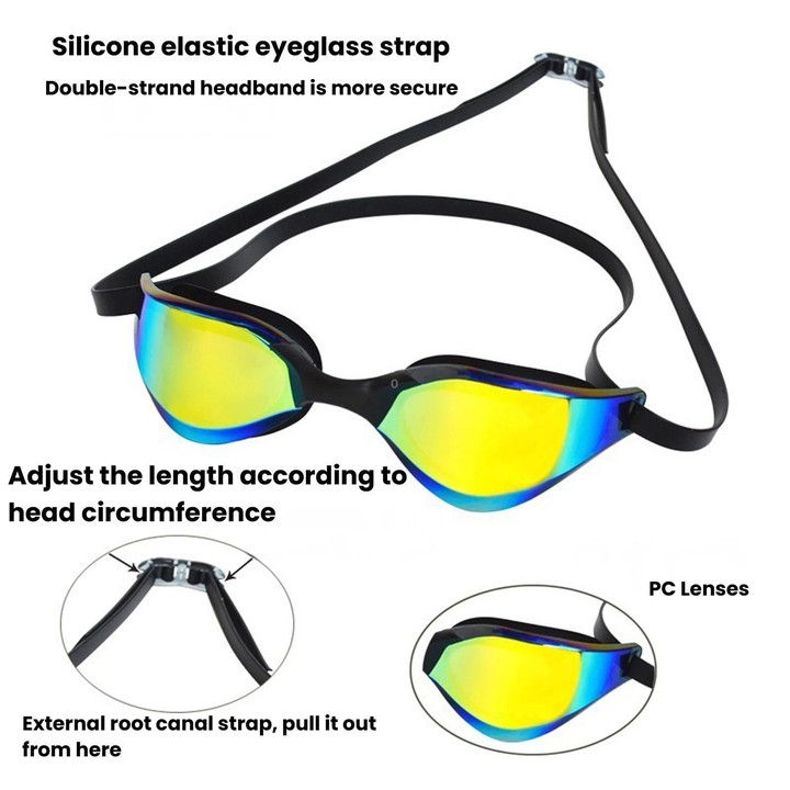 JAZERO Adult Racing Anti-Fog HD Swimming Goggles, Outdoor Training Glasses For Men Women(Transparent Blue White)