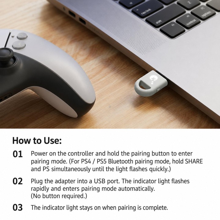 GuliKit Hyperlink Gen 2 Wireless Controller Adapter Low Latency Bluetooth Receiver up to 750Hz Polling Rate for PC Windows, Nint