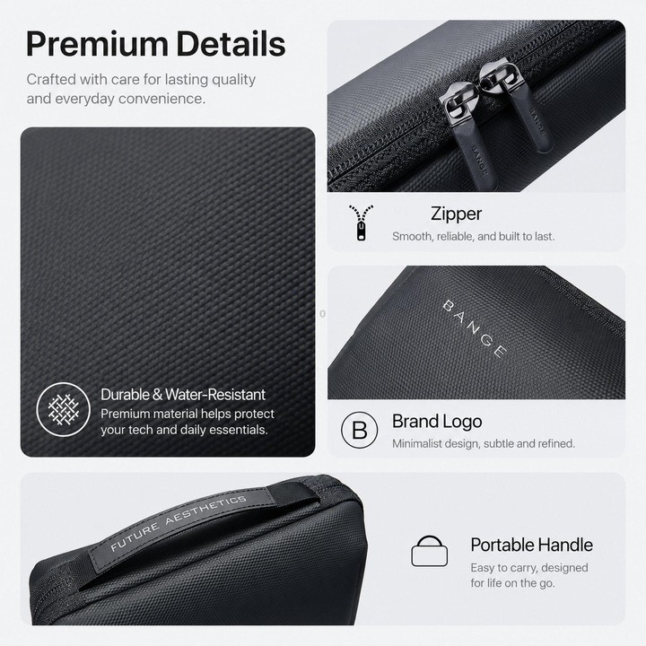 BANGE BG-7885 Digital Accessories Organizer Bag Multi-Compartment Card Slots Portable Waterproof Travel Bag(Black)
