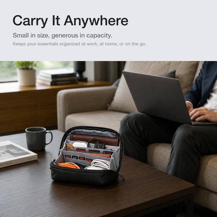 BANGE BG-7885 Digital Accessories Organizer Bag Multi-Compartment Card Slots Portable Waterproof Travel Bag(Black)
