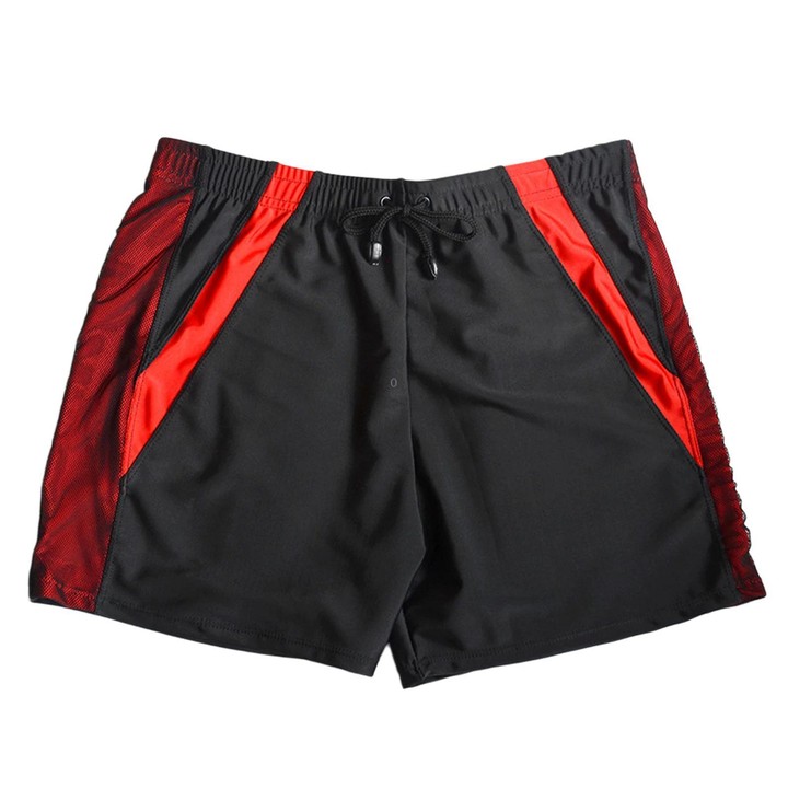 Loose Modest Men Swim Trunks, Plus Size Swimming Shorts(Red)