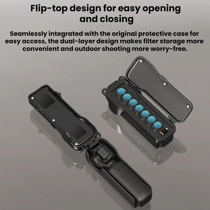 For DJI Osmo Pocket 3 BRDRC Filter Storage Flip Case With Magnetic Clasp(Black)