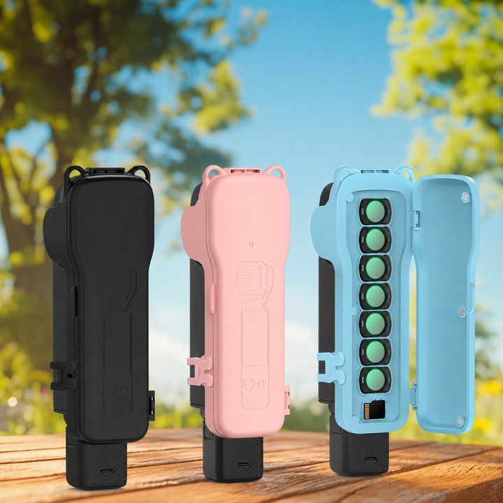 For DJI Osmo Pocket 3 BRDRC Filter Storage Flip Case With Magnetic Clasp(Blue)
