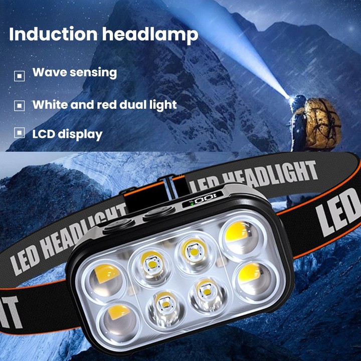 GY53 Portable Multifunctional LED Sensor Digital Display Headlamp Dual-Beam Mini Headlight For Outdoor Night Fishing