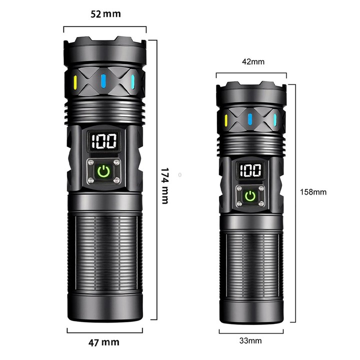 BJ702 Zoomable Long-Range White Laser Flashlight Multifunctional Outdoor Lighting Torch No Battery, Size: Large