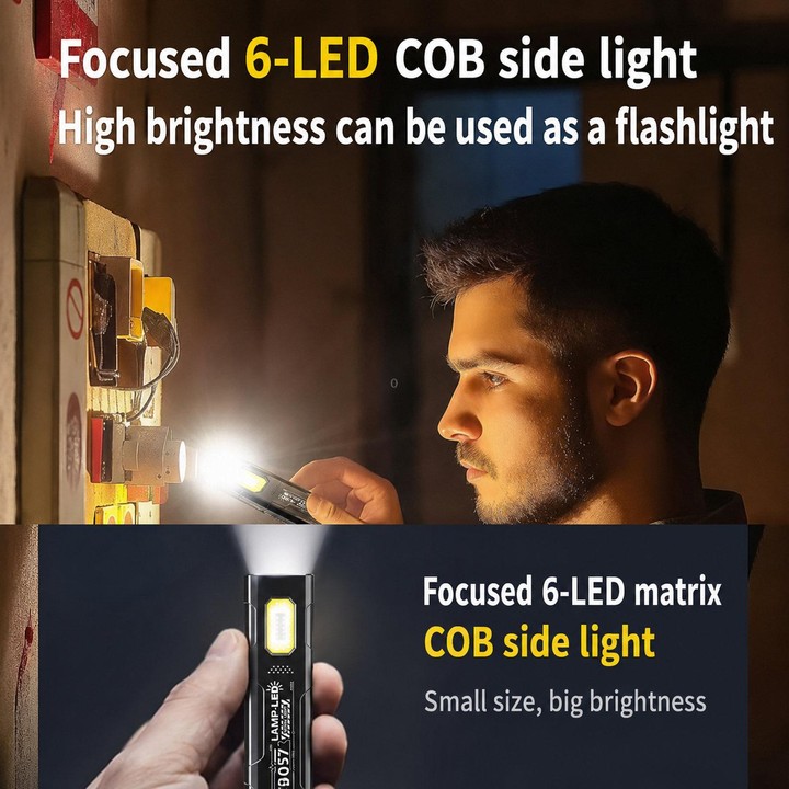 WS-D057 Ultra-Thin Multifunctional COB High Bright Flashlight Outdoor Portable Clip-On Magnetic LED Work Light