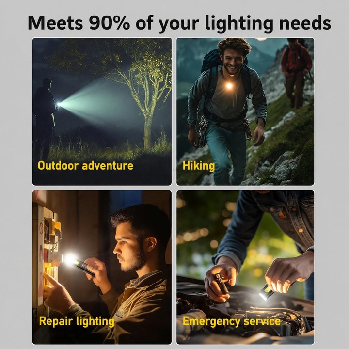 WS-D057 Ultra-Thin Multifunctional COB High Bright Flashlight Outdoor Portable Clip-On Magnetic LED Work Light
