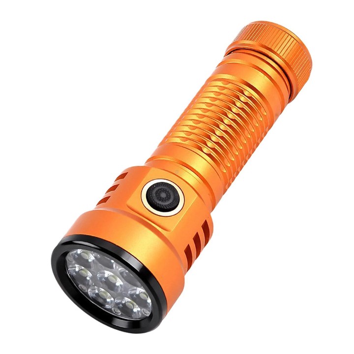 Multifunctional 8-Core High Lumen Outdoor Flashlight Compact Bright LED Hand Torch No Battery(Orange)