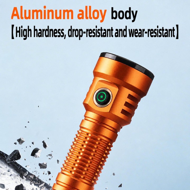 Multifunctional 8-Core High Lumen Outdoor Flashlight Compact Bright LED Hand Torch No Battery(Orange)