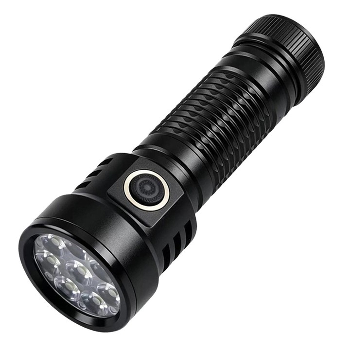Multifunctional 8-Core High Lumen Outdoor Flashlight Compact Bright LED Hand Torch No Battery(Black)