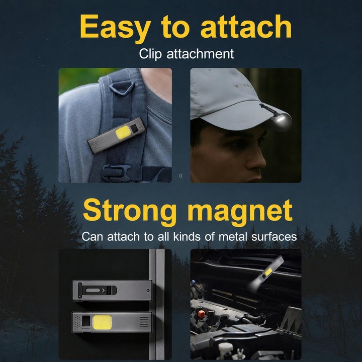 EDC-02 Portable Multi-Function High Bright Flashlight Outdoor Magnetic Clip-On COB LED Work Light