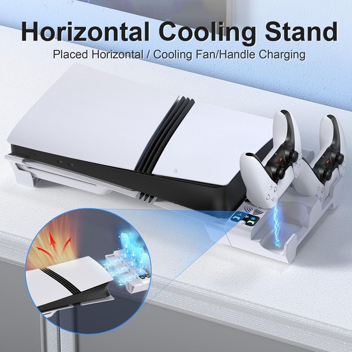 For PS5 Pro / Slim STARTRC GAMES Cooling Stand Multi-Functional Game Controller Charging Rack Horizontal Mounting Accessory