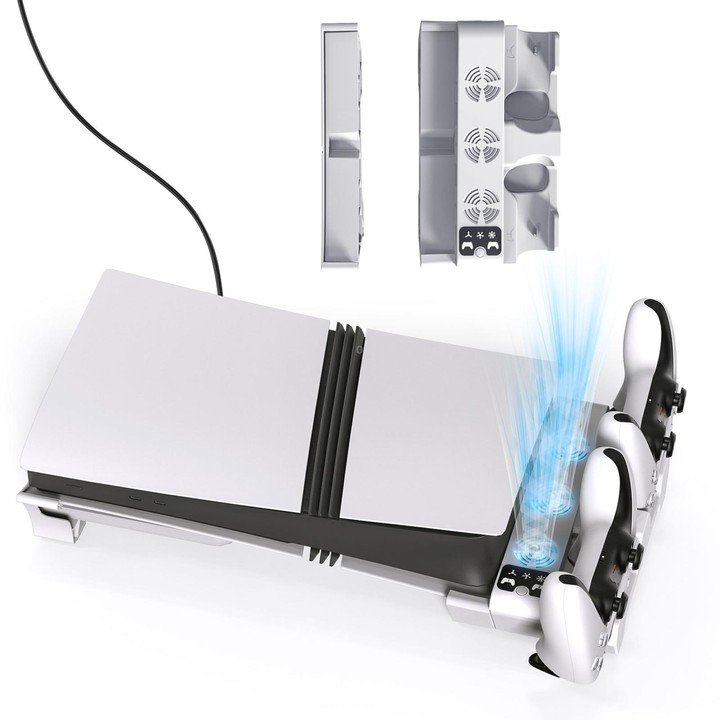 For PS5 Pro / Slim STARTRC GAMES Cooling Stand Multi-Functional Game Controller Charging Rack Horizontal Mounting Accessory