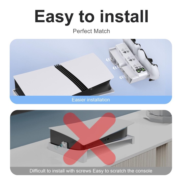 For PS5 Pro / Slim STARTRC GAMES Cooling Stand Multi-Functional Game Controller Charging Rack Horizontal Mounting Accessory