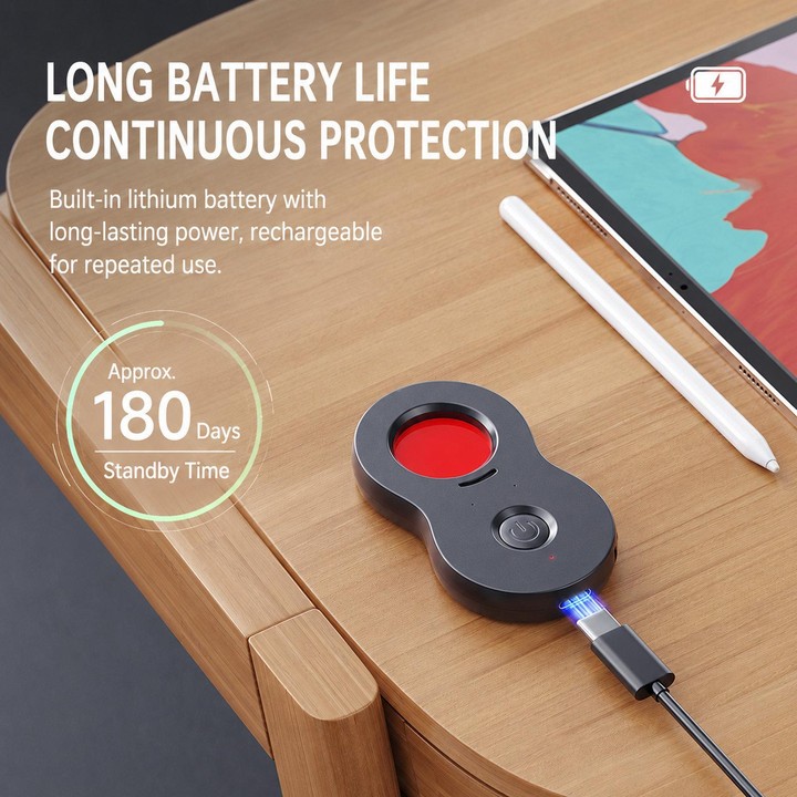 TC168 Anti-Spy Hidden Camera Detector Infrared Bug Finder With Motion Vibration Alarm(Black)