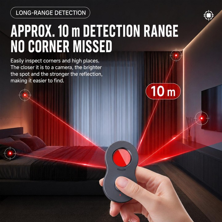 TC168 Anti-Spy Hidden Camera Detector Infrared Bug Finder With Motion Vibration Alarm(Black)