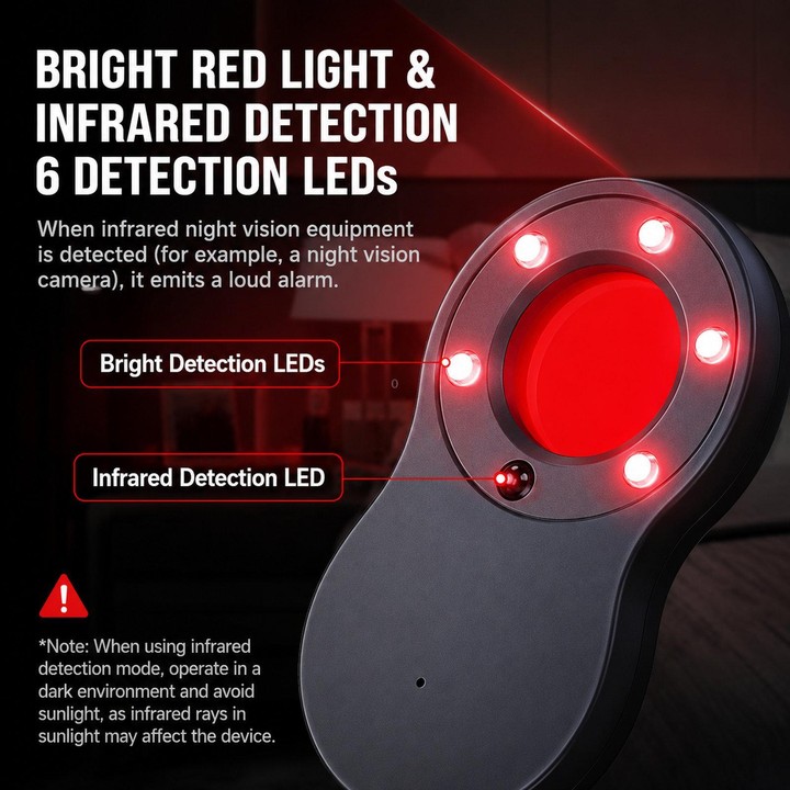TC168 Anti-Spy Hidden Camera Detector Infrared Bug Finder With Motion Vibration Alarm(Black)