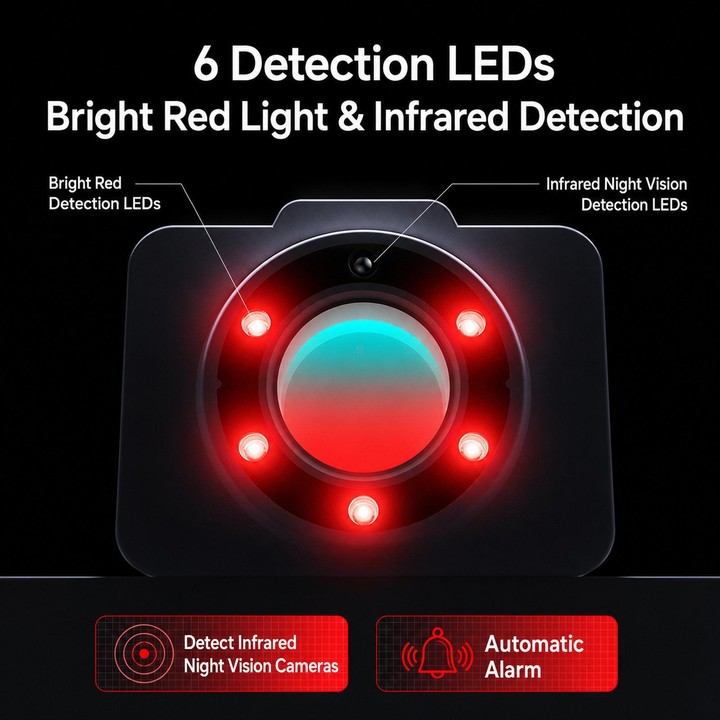 TC200 Anti-Spy Camera Detector Infrared Hotel Privacy Finder Device(Black)