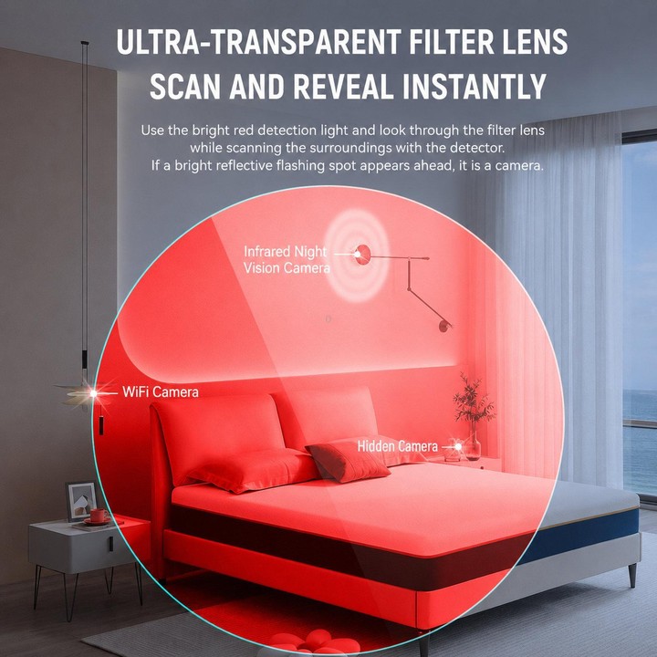 TC200 Anti-Spy Camera Detector Infrared Hotel Privacy Finder Device(Black)