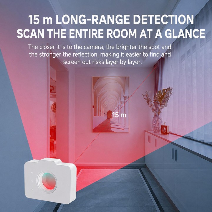 TC200 Anti-Spy Camera Detector Infrared Hotel Privacy Finder Device(Black)