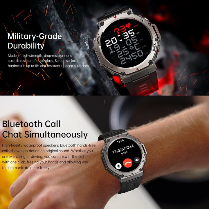DM58 1.43 Inch AMOLED Screen GPS Smart Watch 5ATM Waterproof Sports Watch(Black Red)