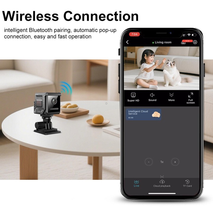 Remote Monitoring 2MP WiFi HD Night Vision Wireless Multi-Functional Camera(White)