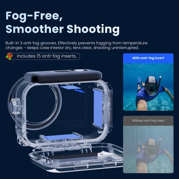 For DJI Action 6 aMagisn 60m Waterproof Case Deep Diving Housing with Dual Lock(Transparent)