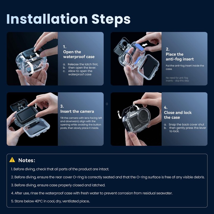 For DJI Action 6 aMagisn 60m Waterproof Case Deep Diving Housing with Dual Lock(Transparent)