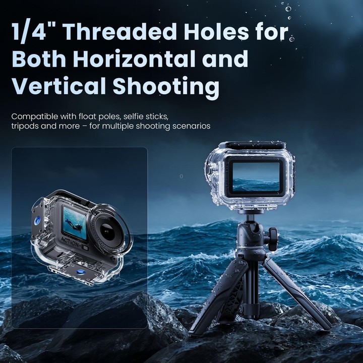 For DJI Action 6 aMagisn 60m Waterproof Case Deep Diving Housing with Dual Lock(Transparent)