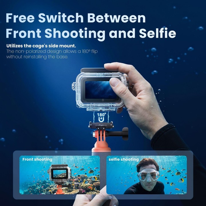 For DJI Action 6 aMagisn 60m Waterproof Case Deep Diving Housing with Dual Lock(Transparent)