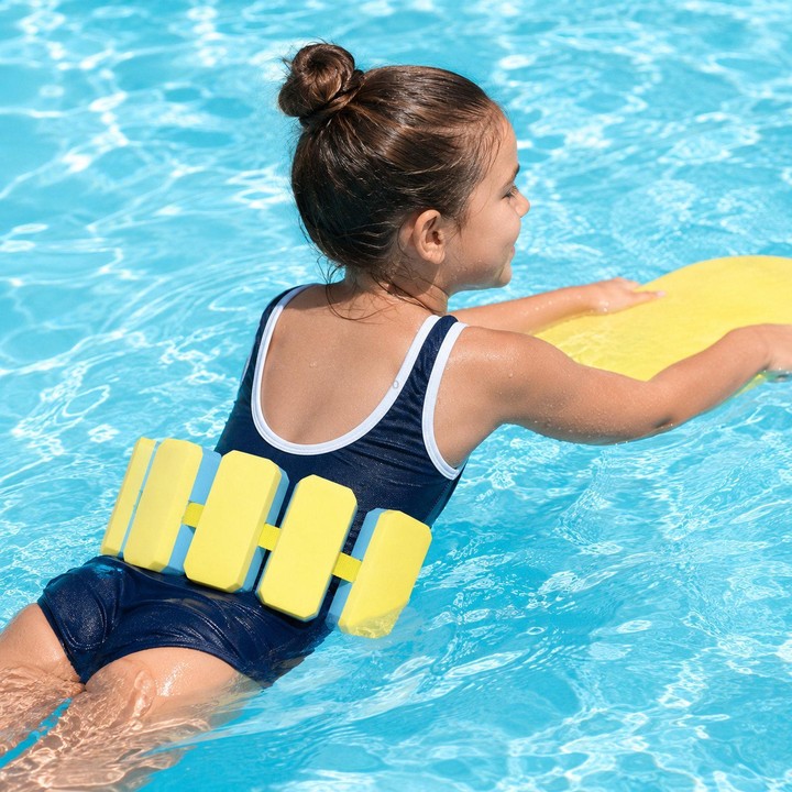 Swimming Waist Belt With Back Float Board(Blue Yellow)