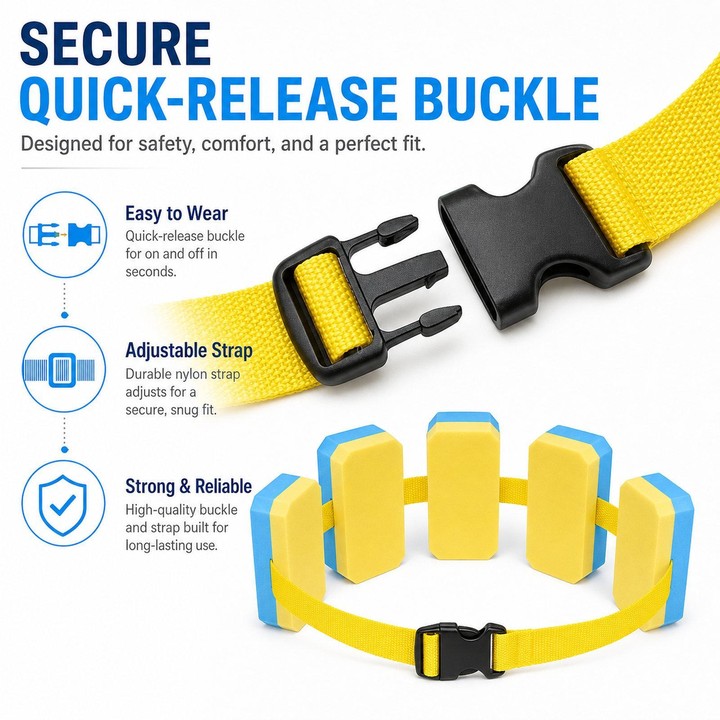 Swimming Waist Belt With Back Float Board(Blue White)