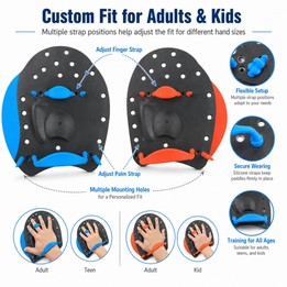 JAZERO Swimming Fins Swimming Pacing Training Tools, Size: S(Black+Blue)