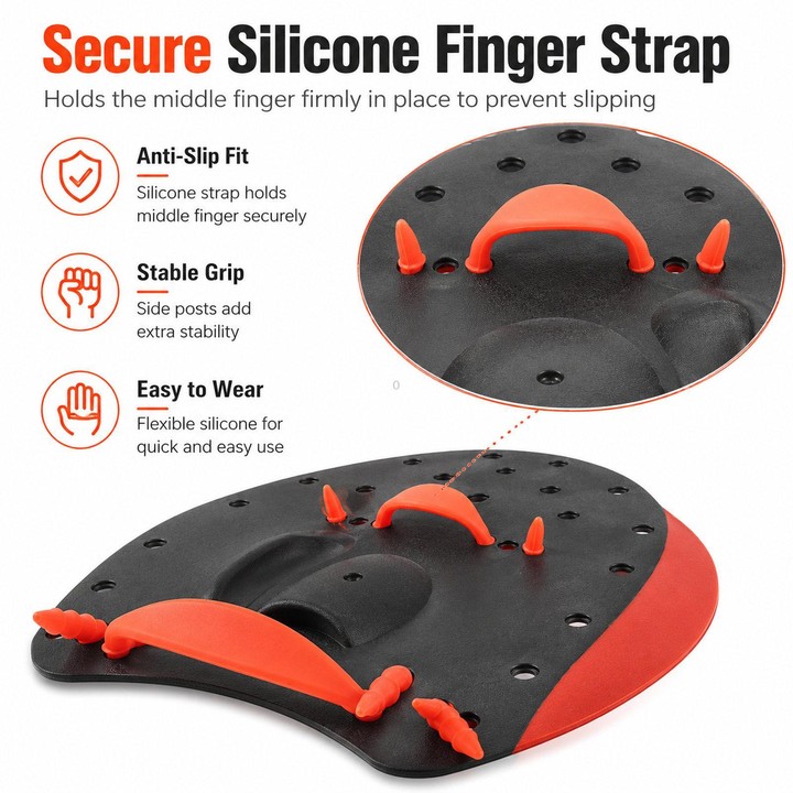JAZERO Swimming Fins Swimming Pacing Training Tools, Size: M(Black+Red)