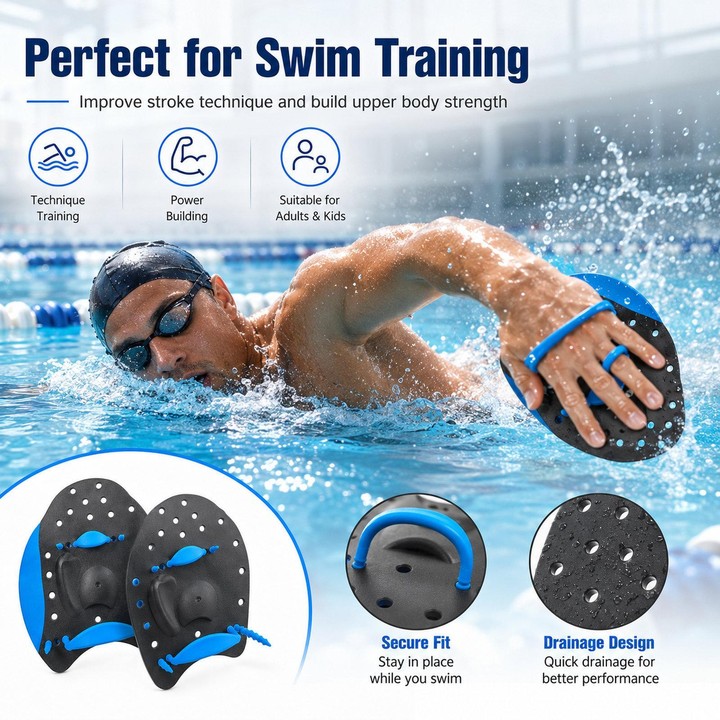 JAZERO Swimming Fins Swimming Pacing Training Tools, Size: L(Black+Red)