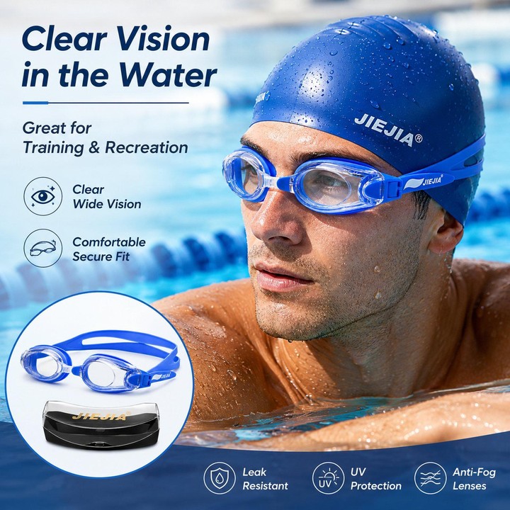 JIEJIA High-Definition Plain Waterproof Anti-fog Swimming Goggles(Gray AH106)