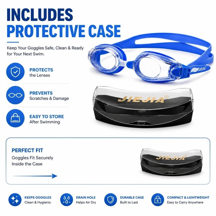 JIEJIA High-Definition Plain Waterproof Anti-fog Swimming Goggles(Transparent Blue CH109)