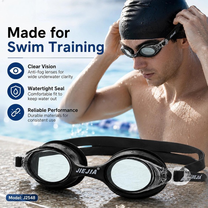 JIEJIA High-Definition Waterproof and Anti-Fog Silicone Swimming Goggles(Dark Blue)