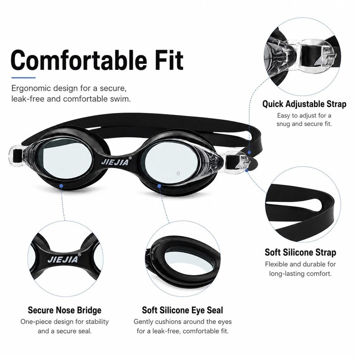 JIEJIA High-Definition Waterproof and Anti-Fog Silicone Swimming Goggles(Light Blue)