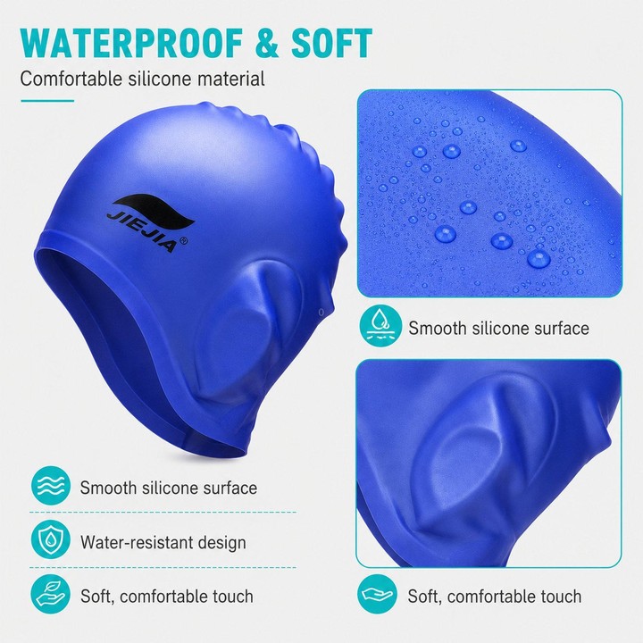 JIEJIA Swimming Silicone Ear-Protecting Swimming Cap With Earplugs And Nose Clip(Pink)