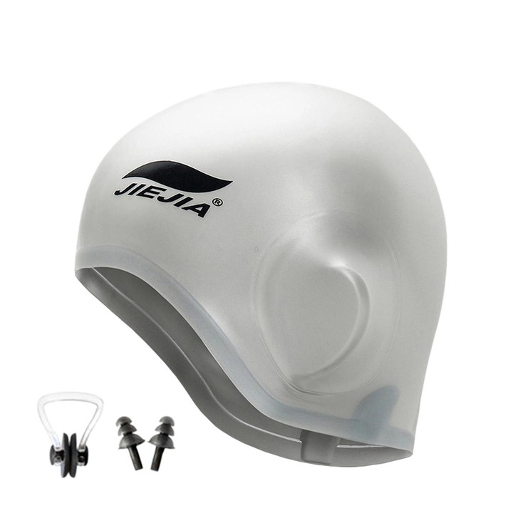 JIEJIA Swimming Silicone Ear-Protecting Swimming Cap With Earplugs And Nose Clip(Gray)