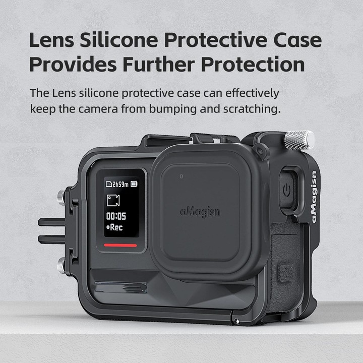 AMagisn Metal Frame Case For Insta360 Ace Pro 2 / Ace Pro / Ace Aluminum Utility Cage With Cold Shoe(Black)