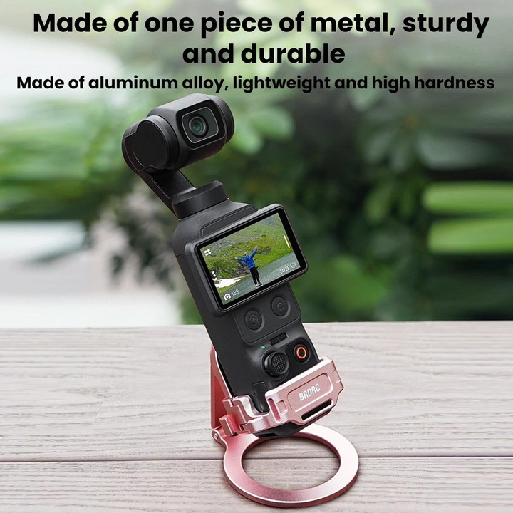 For DJI Osmo Pocket 4 / 4P / 3 BRDRC Teleprompter Magnetic Holder Cold Shoe Extender Phone Clip(Pink)