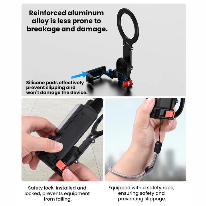 For DJI Osmo Pocket 4 / 4P / 3 BRDRC Teleprompter Magnetic Holder Cold Shoe Extender Phone Clip(Pink)